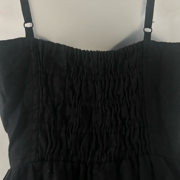 Madewell Sleeveless Wide Leg Adjustable 100% Linen Black Jumpsuit 0 New - Picture 11 of 13